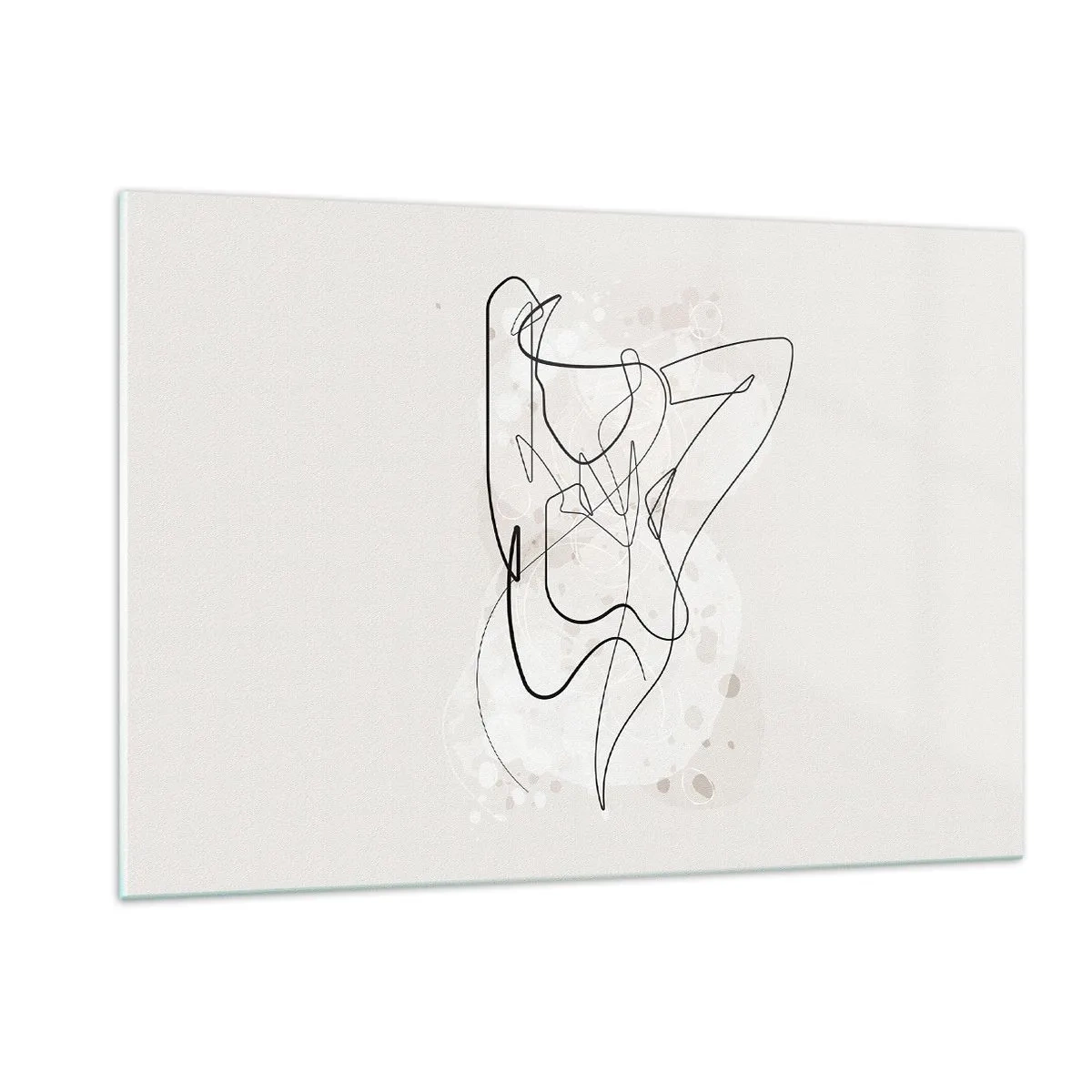 Quadro su vetro - Una silhouette femminile disegnata con una linea su uno sfondo chiaro - 120x80cm - L'arte della seduzione - Decorazione murale moderna per soggiorno e camera da letto ARTTOR