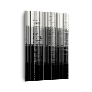 Quadro su tela - Stampe su Tela - Composizione astratta di linee in bianco e nero contrastanti - 70x100cm - Onde e vibrazioni - Decorazione murale moderna per soggiorno e camera da letto ARTTOR