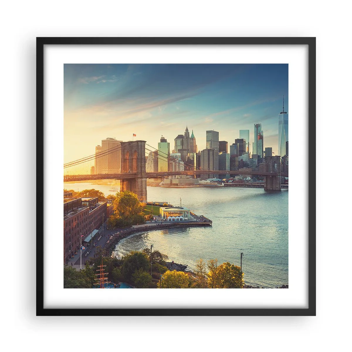 Poster in cornice nera - L'alba nella grande città - 50x50 cm