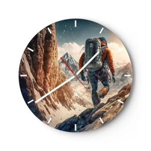 Orologio da parete - Orologio in Vetro - Un escursionista che scala da solo un sentiero di montagna - 30x30cm - Guerriero solitario - Decorazione murale moderna per soggiorno, cucina e camera da letto ARTTOR