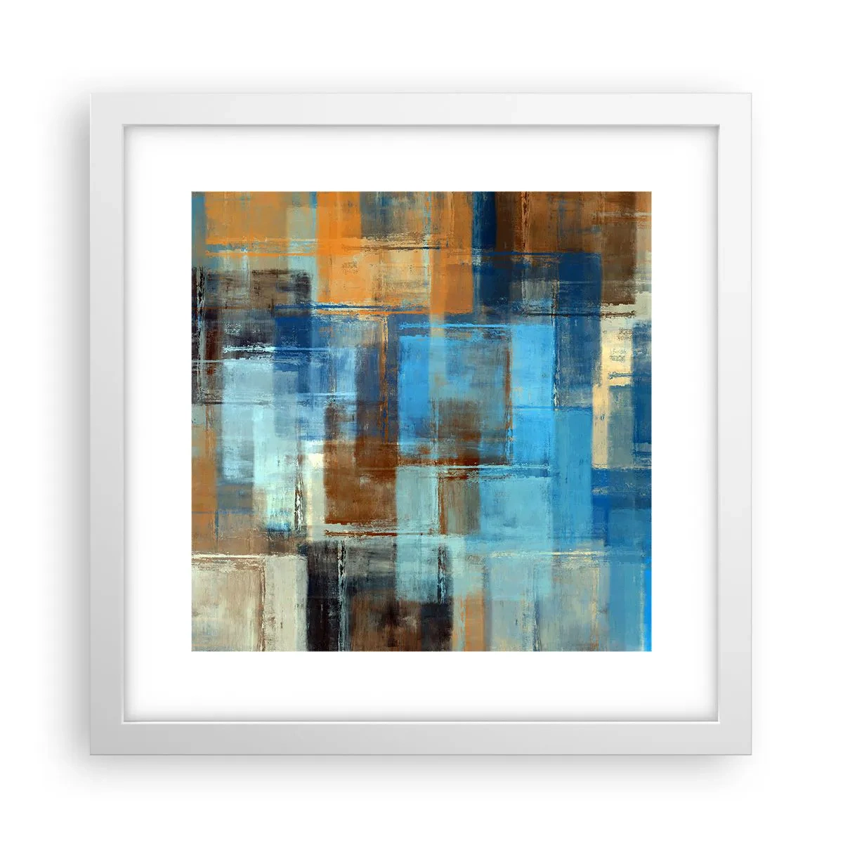 Poster in cornice bianca - Attraverso la tenda blu - 30x30 cm