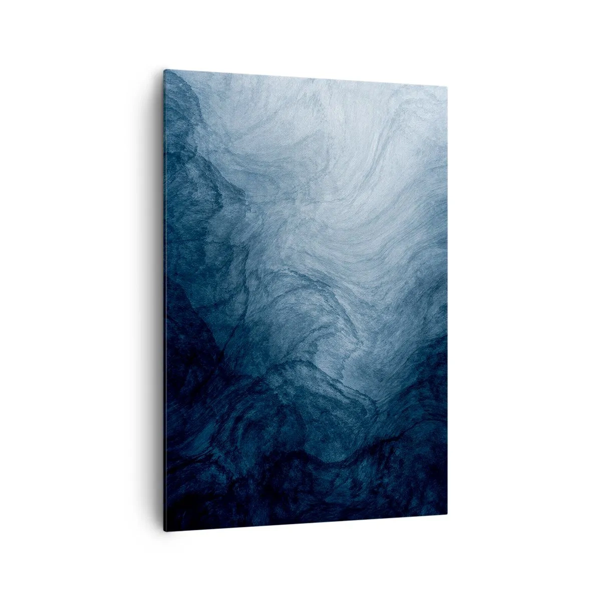Quadro su tela - Stampe su Tela - Una composizione astratta nei toni del blu e del blu navy. - 70x100cm - Arrivando in profondità - Decorazione murale moderna per soggiorno e camera da letto ARTTOR