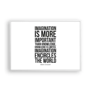 Poster in cornice bianca - Einstein sul potere dell'immaginazione - 100x70 cm
