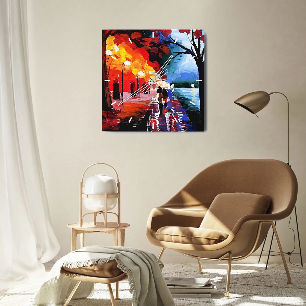 Orologio da parete - Orologio in Vetro - Autunno infuocato nel parco - 40x40 cm