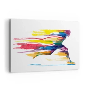 Quadro su tela - Stampe su Tela - Un corridore dai colori astratti che simboleggiano dinamismo ed energia - 120x80cm - Corsa attraverso l'arcobaleno - Decorazione murale moderna per soggiorno e camera da letto ARTTOR