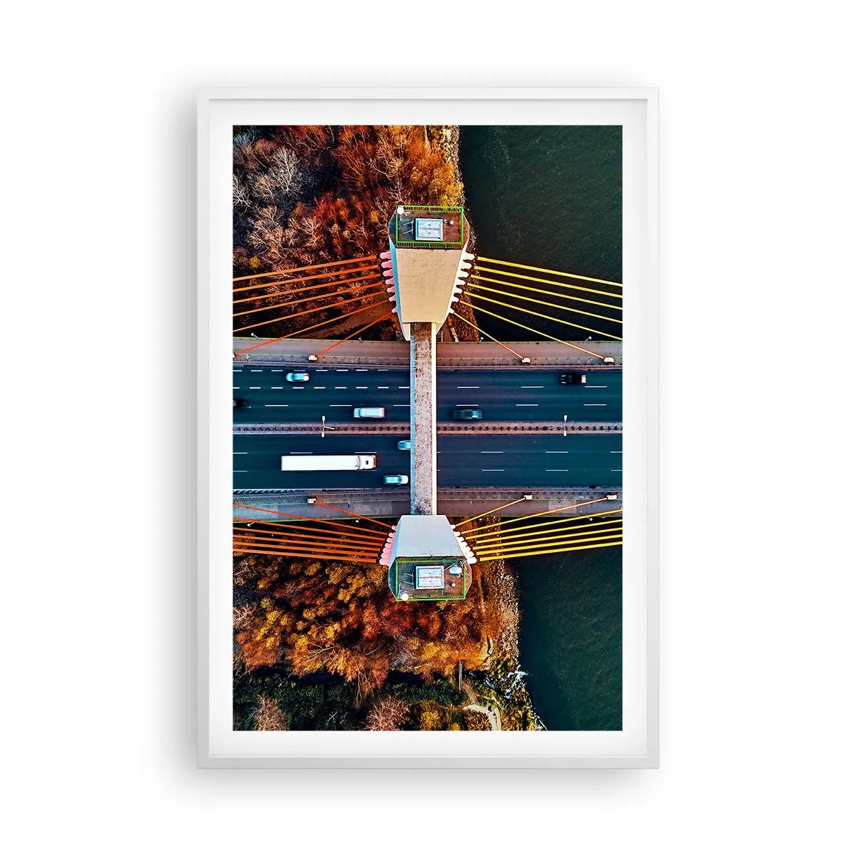 Poster in cornice bianca - Oltre il fiume, oltre il bosco - 61x91 cm