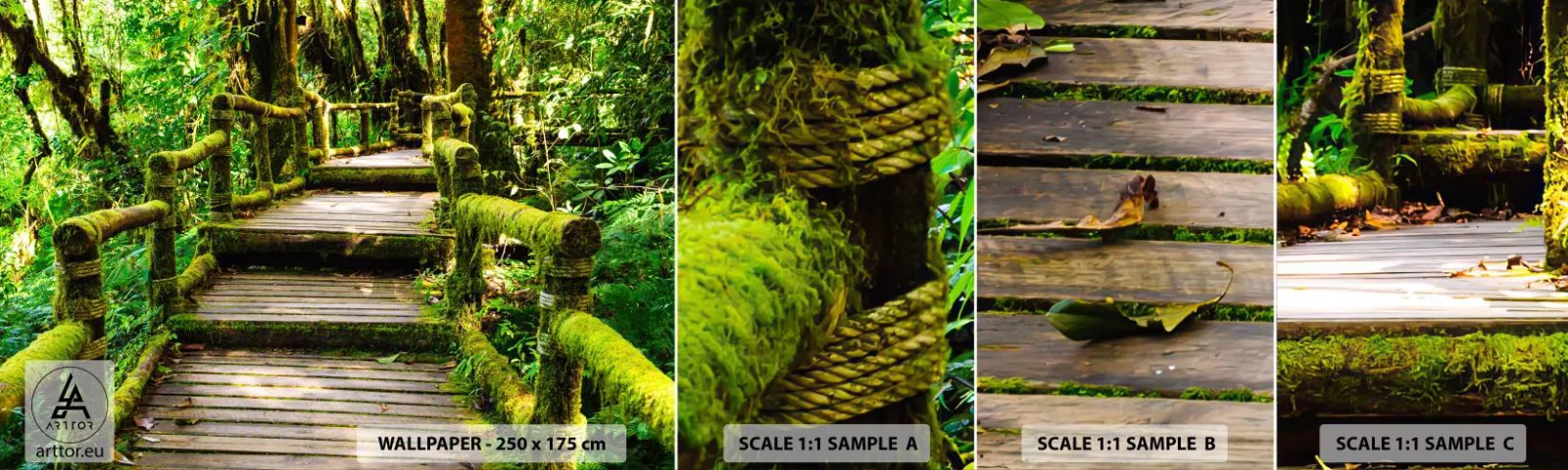 Campione di Fotomurale Adesivo Deluxe Sticker - Un corridoio nel verde - Natura, Paesaggio, foresta - 100x30 cm