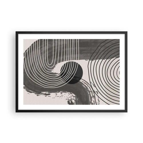 Poster in cornice nera - Linee geometriche e ovali in tonalità monocromatiche - 70x50cm - L'ovale vittorioso - Decorazione murale moderna per soggiorno e camera da letto ARTTOR