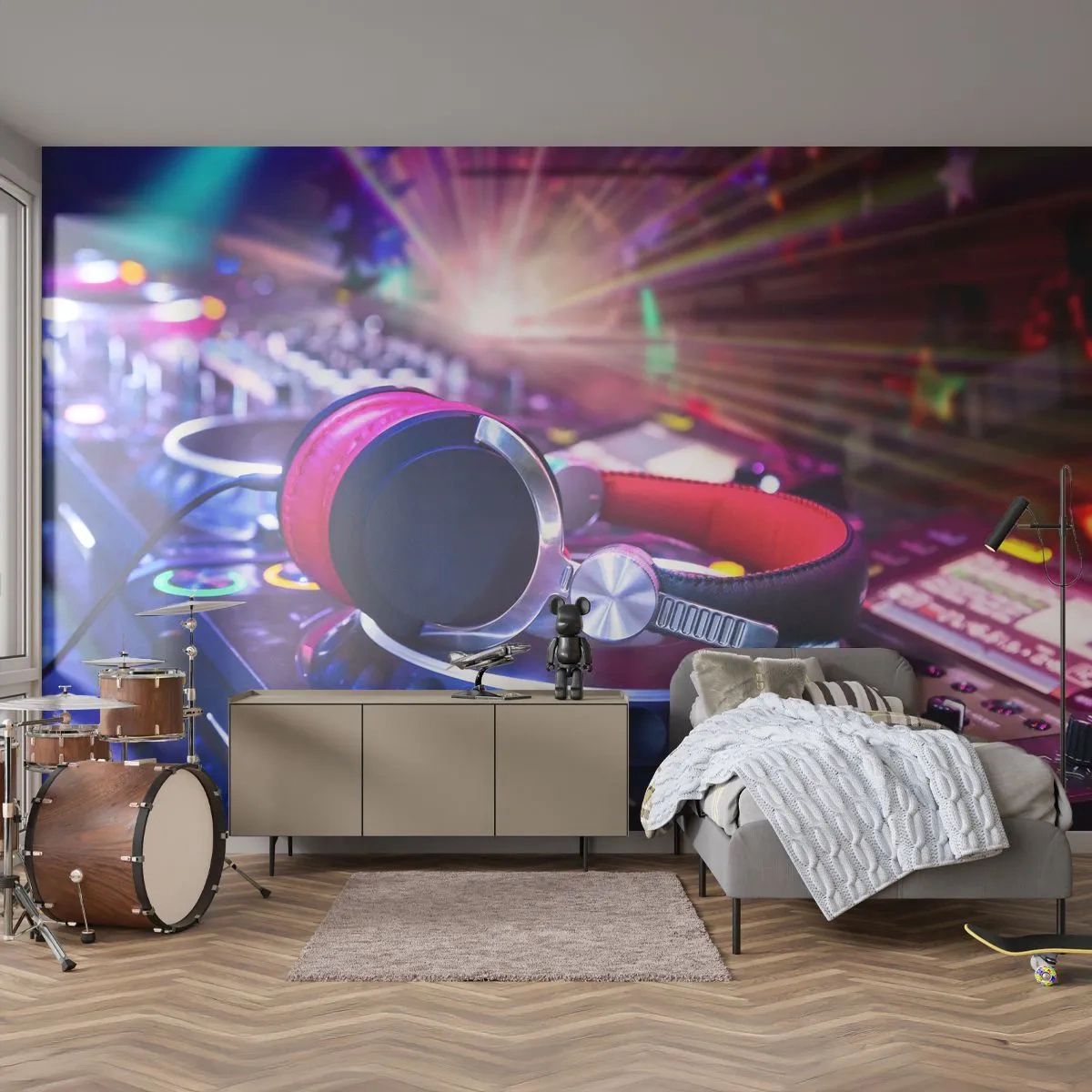 Fotomurali Autoadesivo Deluxe Sticker - Sarà fantastico - Musica, Studio musicale, Cuffie - 450x315 cm