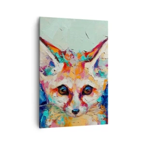 Quadro su tela - Stampe su Tela - Un ritratto colorato di una volpe fennec nello stile della pittura espressiva. - 70x100cm - Siete pronti per me? - Decorazione murale moderna per soggiorno e camera da letto ARTTOR