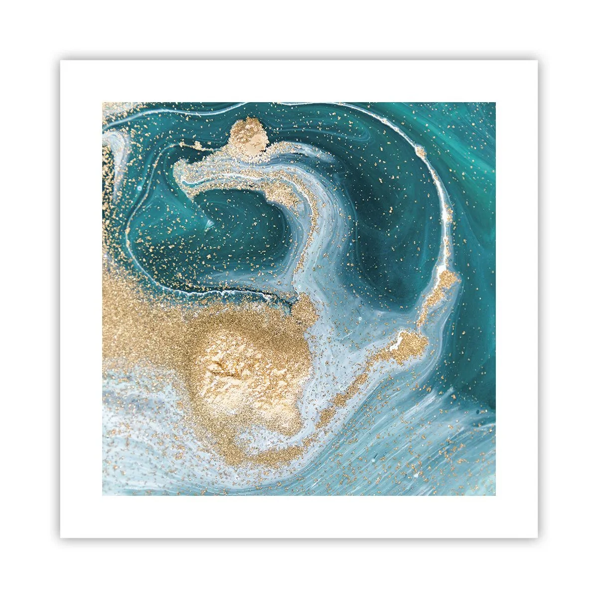 Poster - Vortice di oro e turchese - 40x40 cm