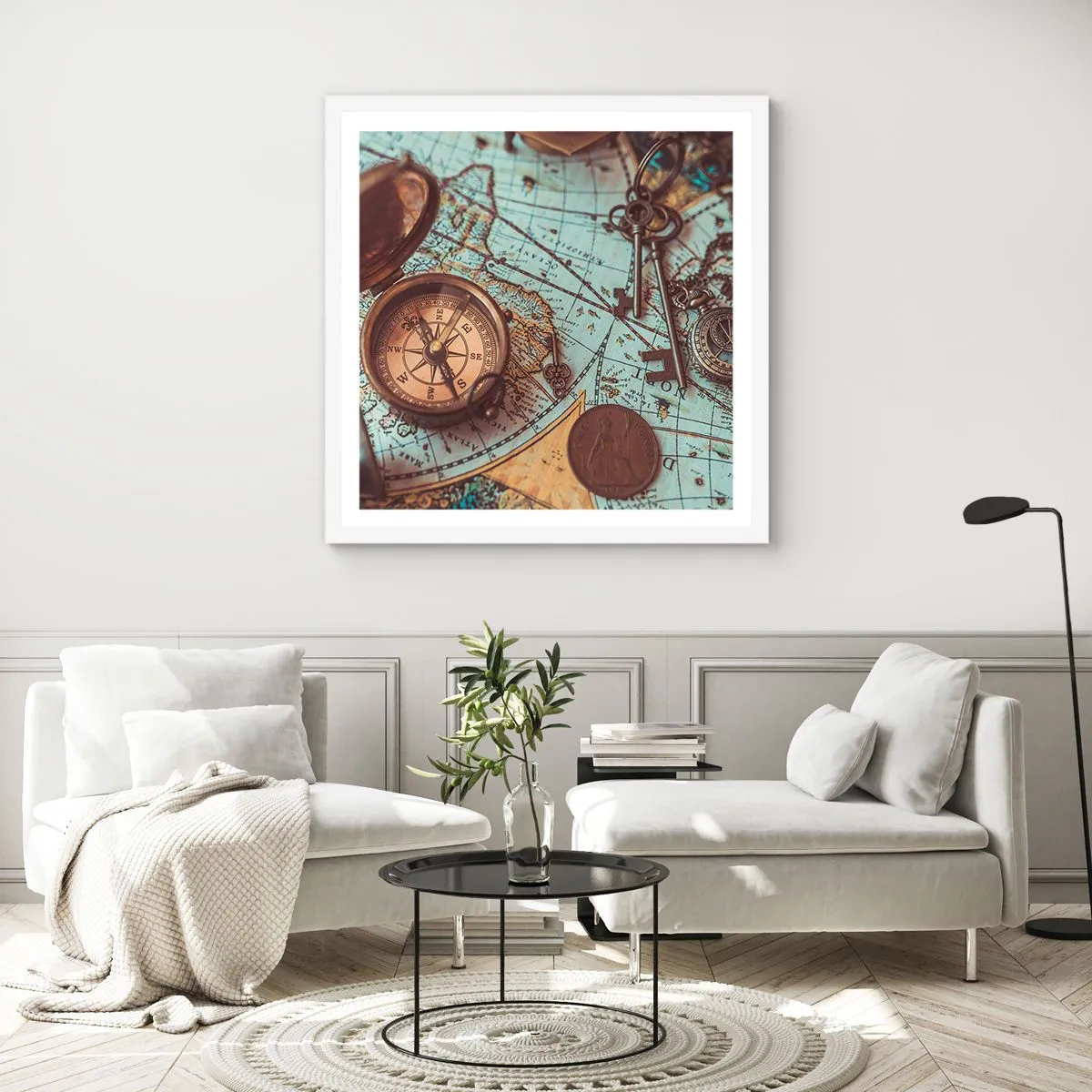 Poster in cornice bianca - Per il cercatore di avventure - 40x40 cm