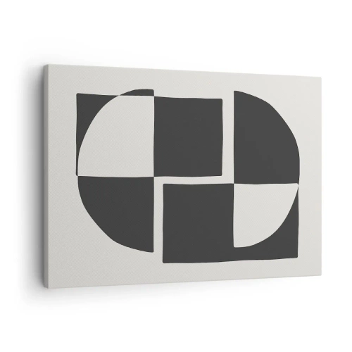 Quadro su tela - Stampe su Tela - Forme geometriche astratte in bianco e nero - 70x50cm - Antitesi - sintesi - Decorazione murale moderna per soggiorno e camera da letto ARTTOR