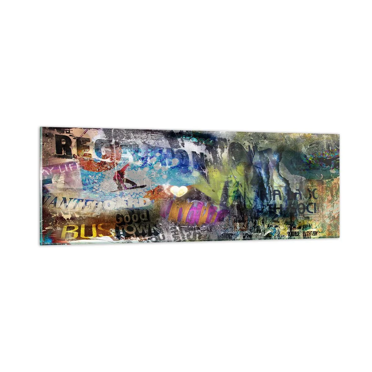 Quadro su vetro - Collage di ricordi - 90x30 cm