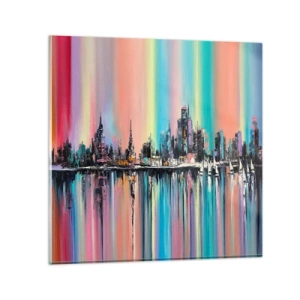 Quadro su vetro - Fluttuare alle luci della notte - 50x50 cm