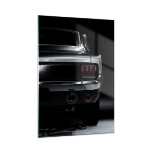 Quadro su vetro - La parte posteriore di un'auto d'epoca con interni scuri ed eleganti - 50x70cm - Il fascino del classico - Decorazione murale moderna per soggiorno e camera da letto ARTTOR