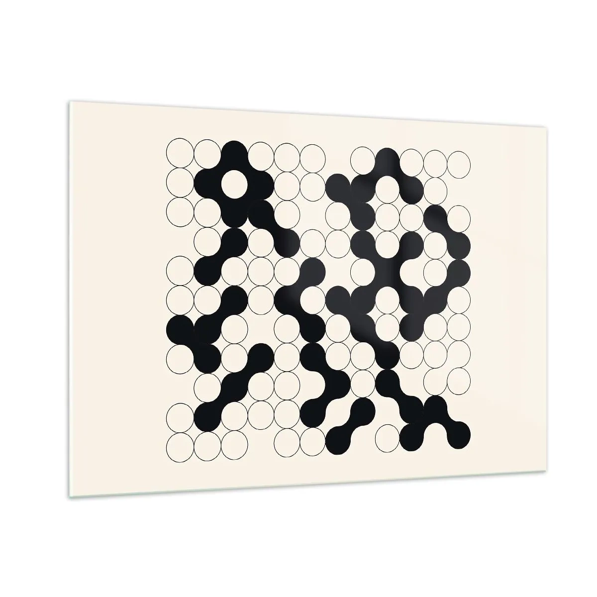 Quadro su vetro - Un mosaico grafico in bianco e nero composto da punti collegati. - 100x70cm - Gioco cinese: variazione - Decorazione murale moderna per soggiorno e camera da letto ARTTOR