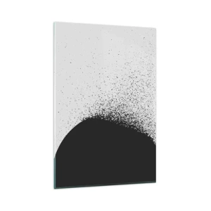 Quadro su vetro - Motivo astratto con particelle nere su sfondo chiaro - 80x120cm - Il movimento delle particelle - Decorazione murale moderna per soggiorno e camera da letto ARTTOR