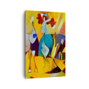 Quadro su tela - Stampe su Tela - Un'astrazione colorata che raffigura figure in forma geometrica - 80x120cm - Sole - vita - gioia - Decorazione murale moderna per soggiorno e camera da letto ARTTOR