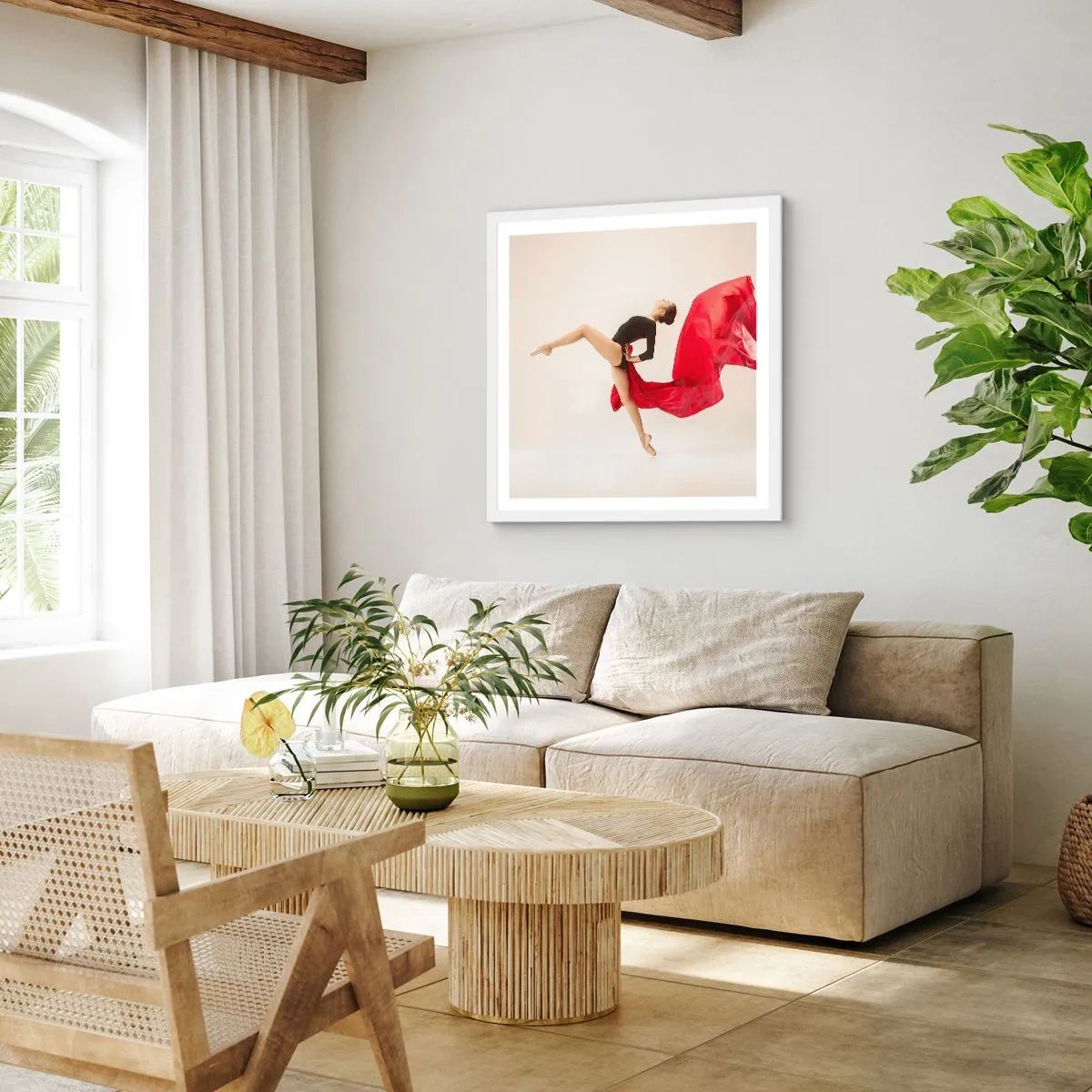 Poster in cornice bianca - Rosso e nero - 30x30 cm