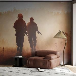 Fotomurali Standard Eco - Sagome di soldati alla luce del sole al tramonto - 100x70cm - Call of Duty - Decorazione murale moderna per soggiorno e camera da letto ARTTOR