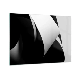 Quadro su vetro - Una composizione minimalista con piani bianchi e neri - 70x50cm - Piani di luce dalle profondità dell'ombra - Decorazione murale moderna per soggiorno e camera da letto ARTTOR