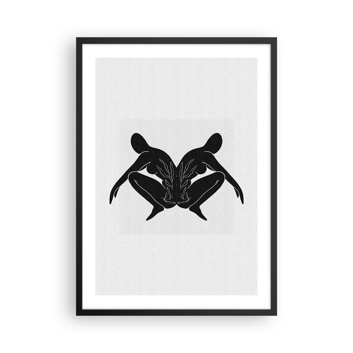 Poster in cornice nera - Sagome nere di figure in una composizione simmetrica - 50x70cm - Anima comune - Decorazione murale moderna per soggiorno e camera da letto ARTTOR