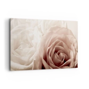 Quadro su tela - Stampe su Tela - Delicate rose in tonalità pastello del beige - 120x80cm - Nel cuore della rosa - Decorazione murale moderna per soggiorno e camera da letto ARTTOR