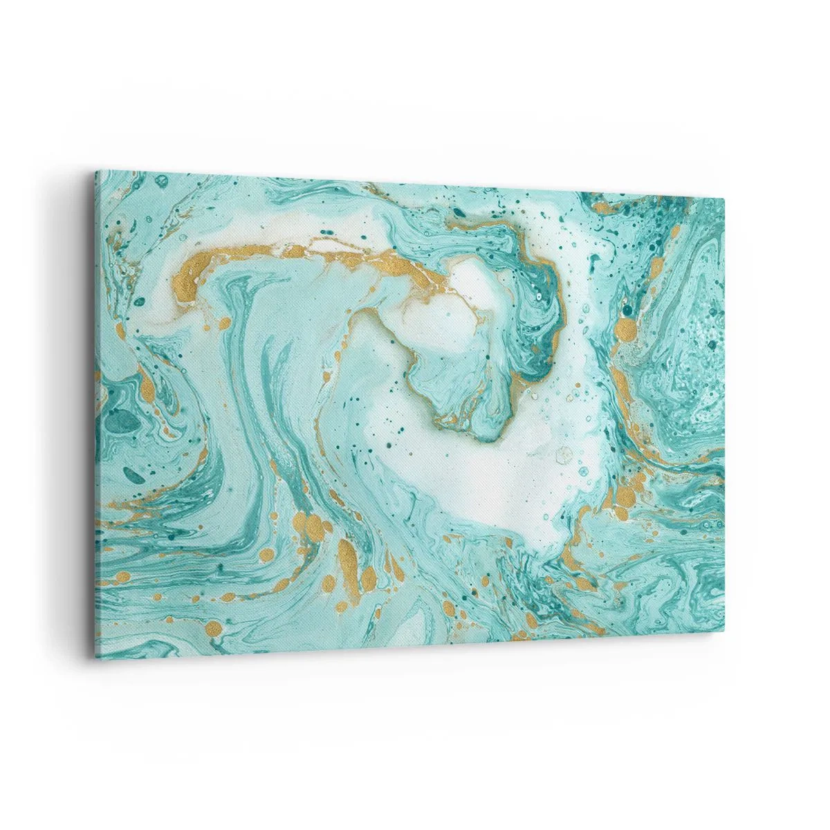 Quadro su tela - Stampe su Tela - Marmo turchese con accenti dorati in una composizione astratta - 100x70cm - La grande onda del periodo Edo - Decorazione murale moderna per soggiorno e camera da letto ARTTOR