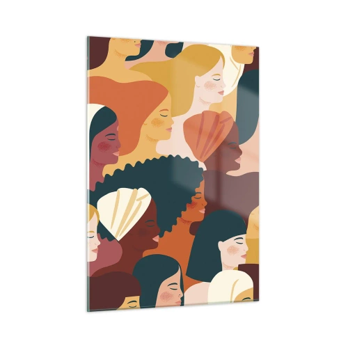 Quadro su vetro - Illustrazione elegante di diverse sagome femminili - 50x70cm - Solo femminilità - Decorazione murale moderna per soggiorno e camera da letto ARTTOR