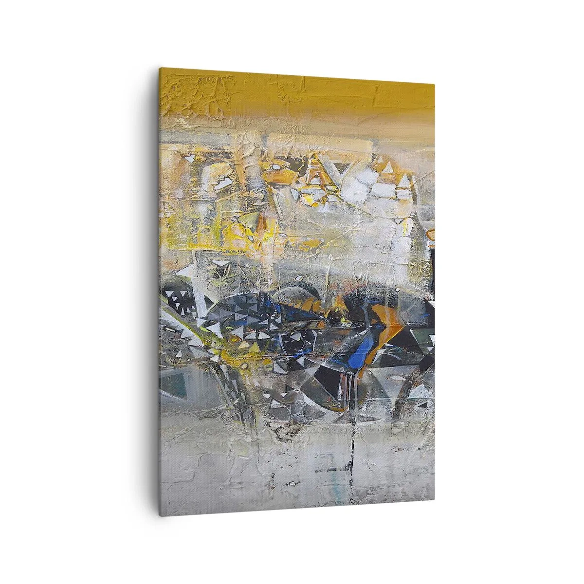 Quadro su tela - Stampe su Tela - Astrazione con tonalità dominanti di giallo e grigio - 70x100cm - Tutto andrà bene - Decorazione murale moderna per soggiorno e camera da letto ARTTOR