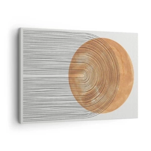 Quadro su tela - Stampe su Tela - Composizione geometrica con cerchi e linee dai colori caldi. - 70x50cm - Composizione solare - Decorazione murale moderna per soggiorno e camera da letto ARTTOR