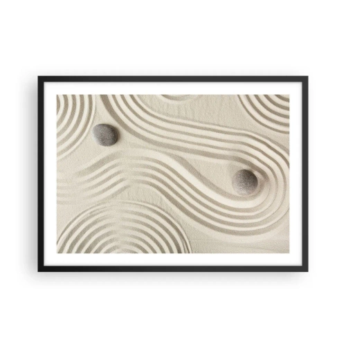 Poster in cornice nera - Design zen minimalista con sabbia e pietre - 70x50cm - Il tocco del calore - Decorazione murale moderna per soggiorno e camera da letto ARTTOR