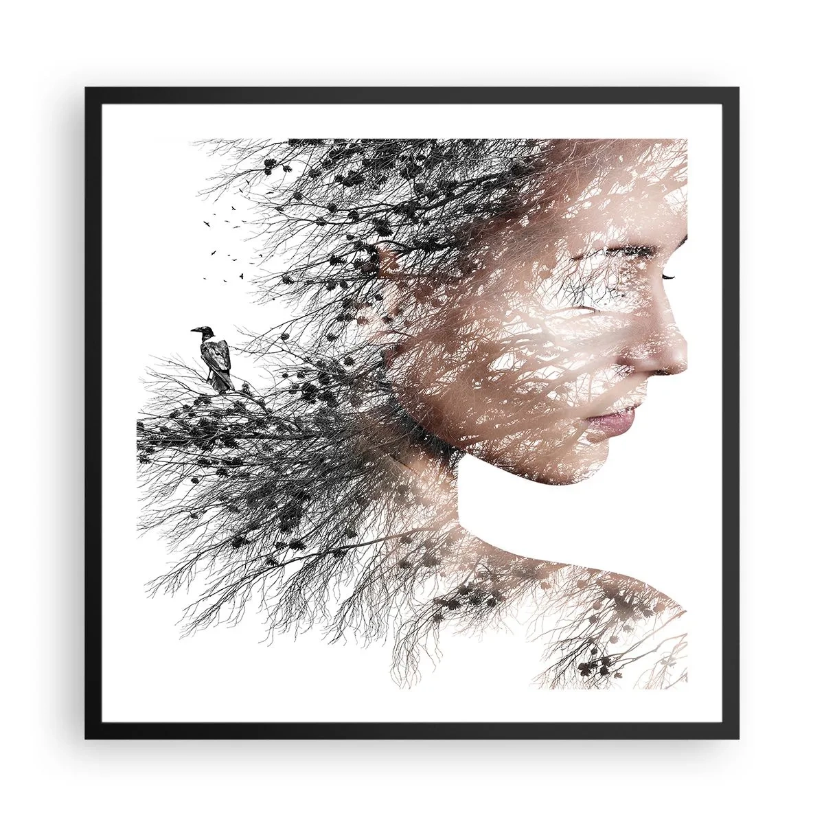 Poster in cornice nera - Lo spirito della foresta - 60x60 cm