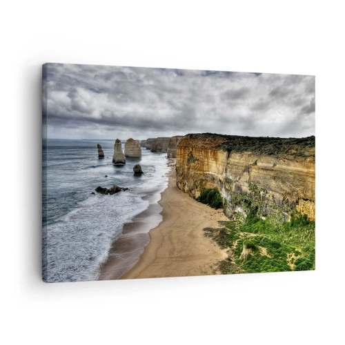 Quadro su tela - Stampe su Tela - Costa rocciosa con spiaggia e formazioni rocciose - 70x50cm - Bellezza selvatica - Decorazione murale moderna per soggiorno e camera da letto ARTTOR