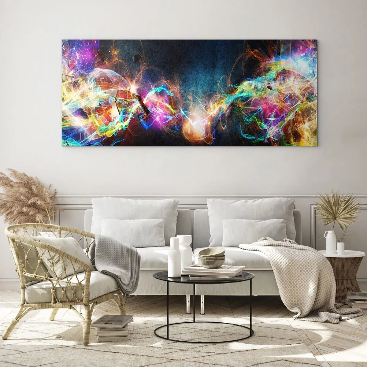Quadro su vetro - Con gioia contro l'oscurità - 100x40 cm