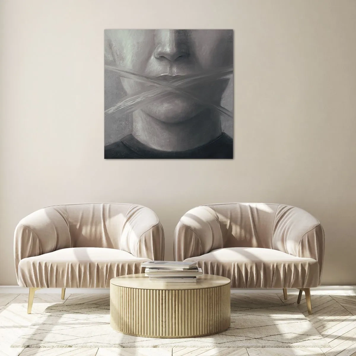 Quadro su vetro - Neanche una parola - 60x60 cm