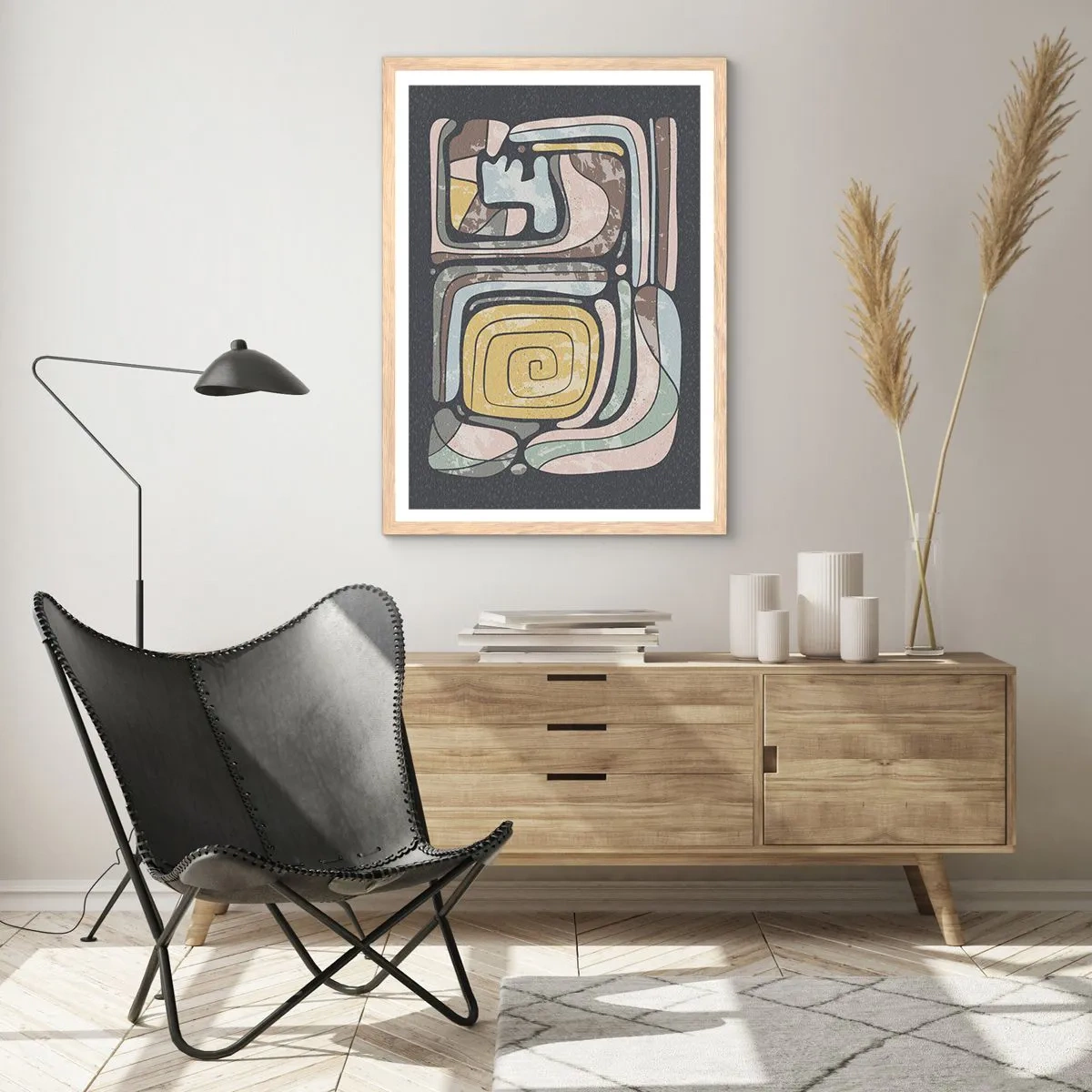 Poster in cornice rovere chiaro - Astrazione in spirito precolombiano - 50x70 cm
