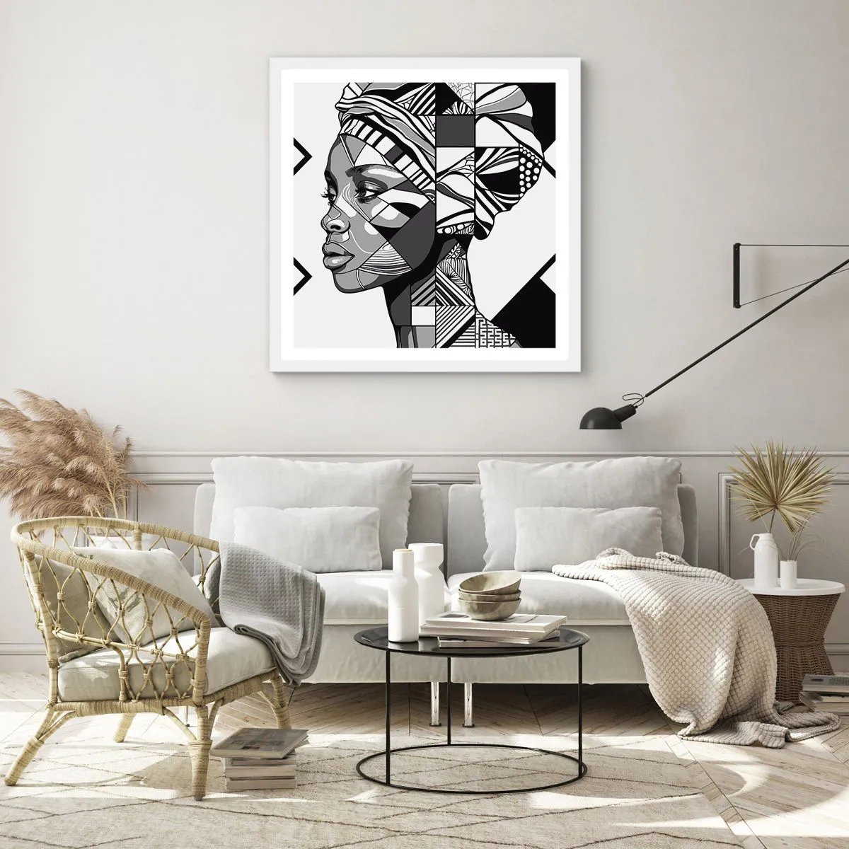 Poster in cornice bianca - Ritratto etnico - 30x30 cm