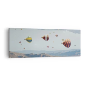Quadro su tela - Stampe su Tela - Palloncini colorati su un paesaggio roccioso - 140x50cm - Qui tutto è possibile - Decorazione murale moderna per soggiorno e camera da letto ARTTOR