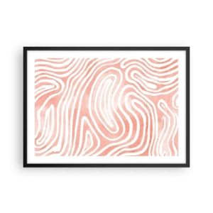 Poster in cornice nera - Motivo astratto nei toni del rosa e del bianco - 70x50cm - Nel labirinto di corallo - Decorazione murale moderna per soggiorno e camera da letto ARTTOR