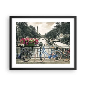Poster in cornice nera - I colori delle strade di Amsterdam - 50x40 cm