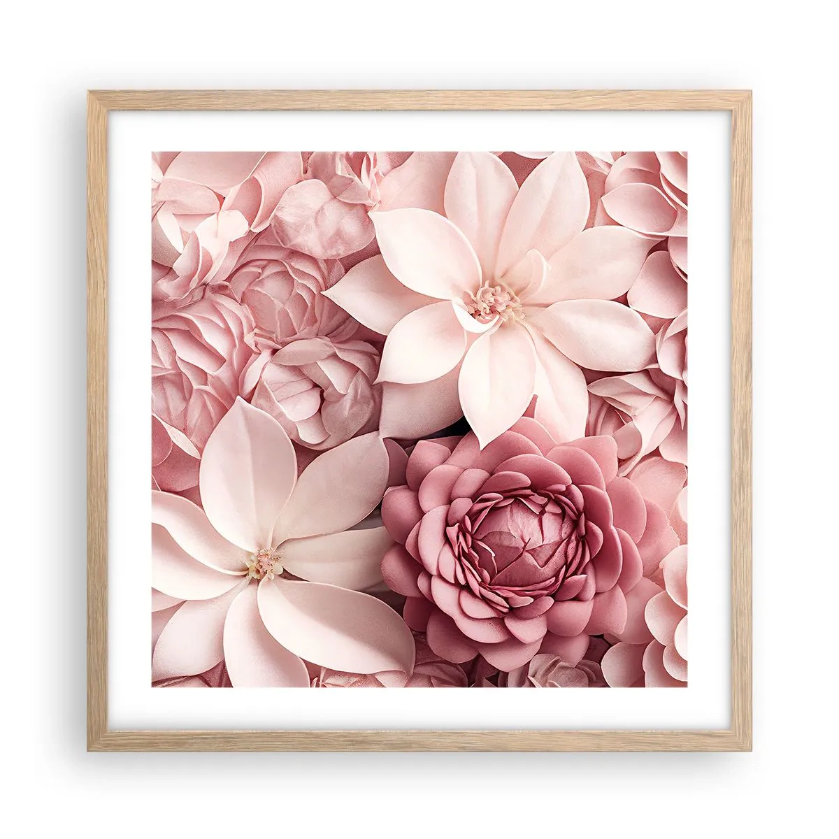 Poster in cornice rovere chiaro - Nei petali di rosa - 50x50 cm