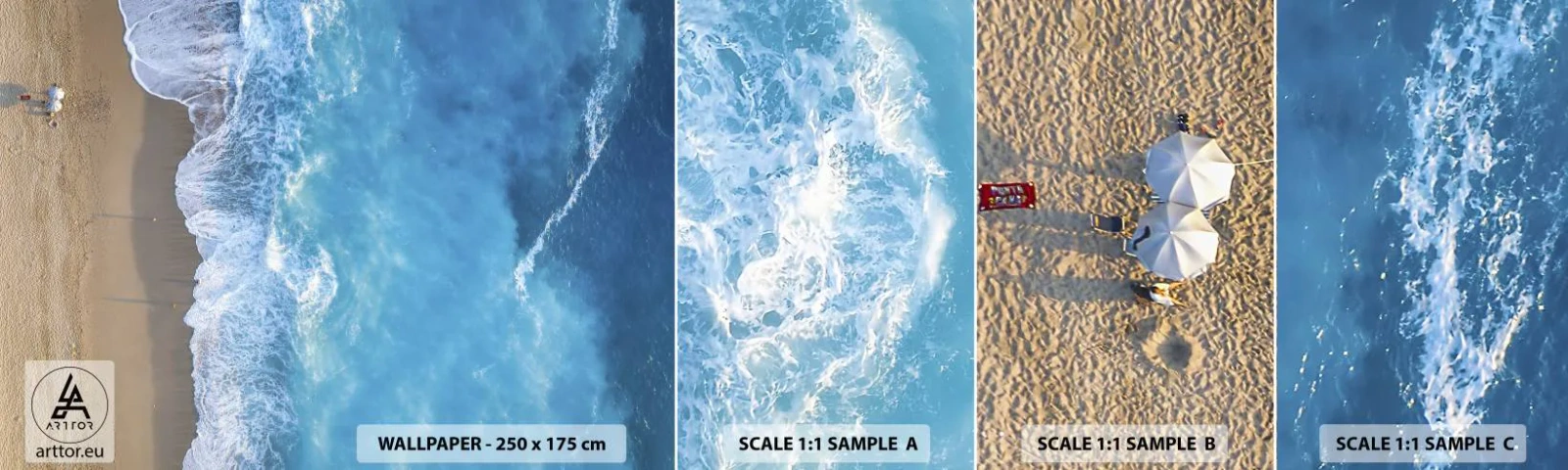 Campione Di Fotomurale Standard Eco - La forza del blu - Paesaggio, Spiaggia, Mare - 100x30 cm