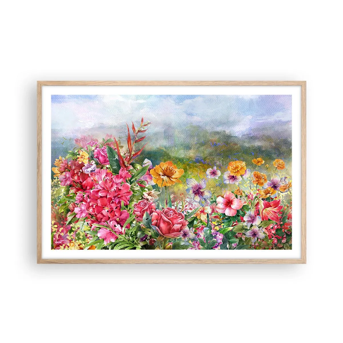 Poster in cornice rovere chiaro - Il giardino impazzito - 91x61 cm