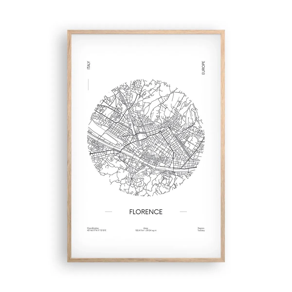 Poster in cornice rovere chiaro - Anatomia di Firenze - 61x91 cm