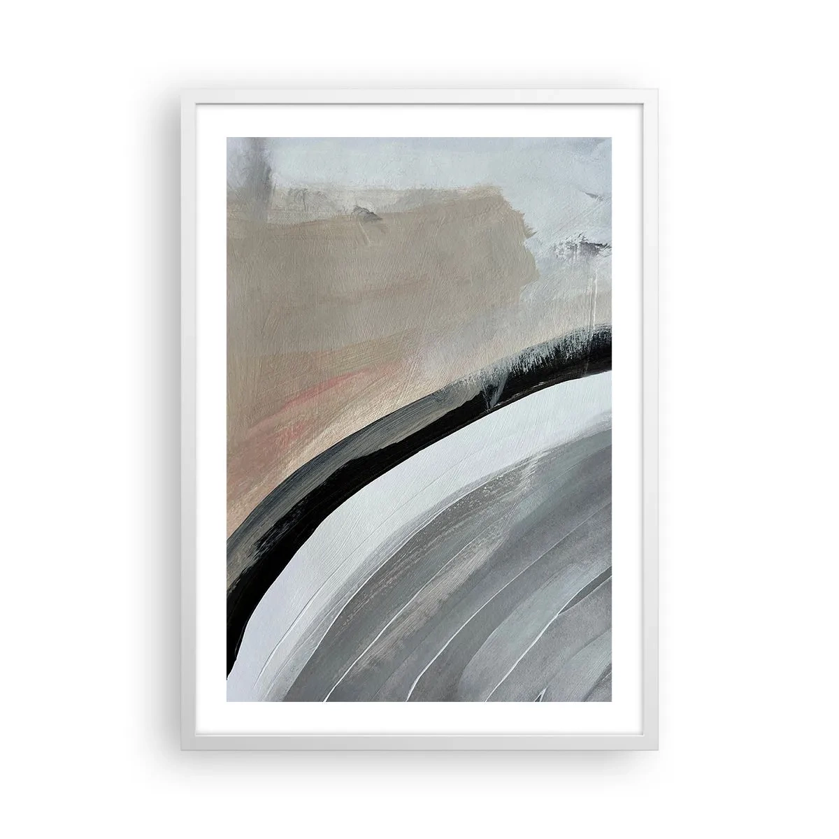 Poster in cornice bianca - Composizione: arco di nero e grigio - 50x70 cm
