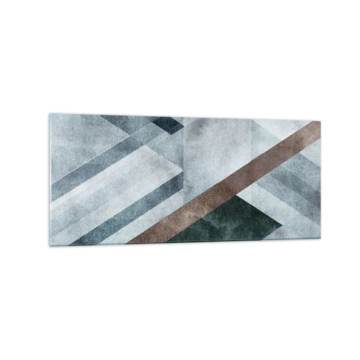 Quadro su vetro - Forme geometriche in tonalità fredde di blu e marrone - 120x50cm - La ricercata eleganza della geometria - Decorazione murale moderna per soggiorno e camera da letto ARTTOR