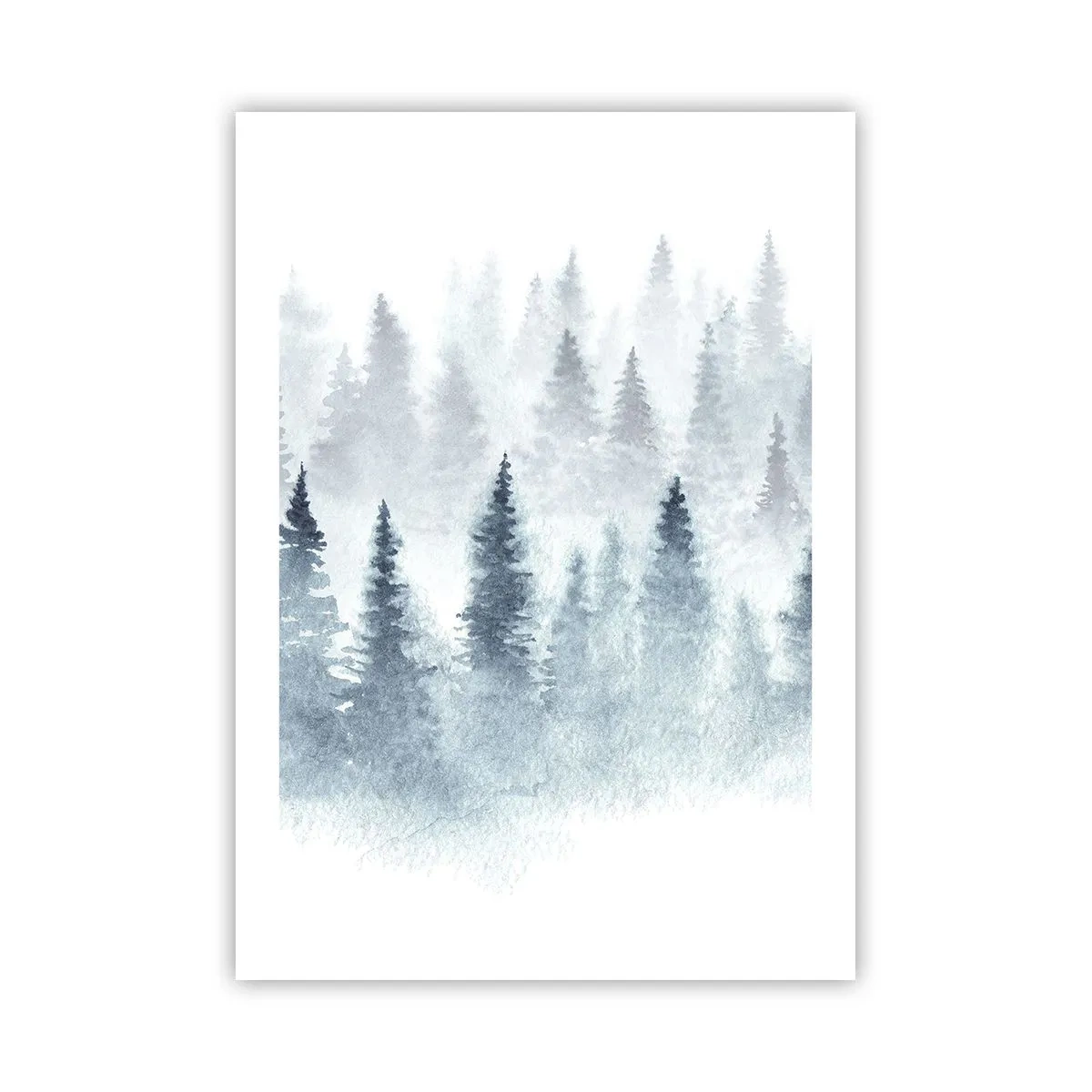 Poster - Paesaggio ad acquerello con una foresta nella nebbia - 50x70cm - Avvolti nella nebbia - Decorazione murale moderna per soggiorno e camera da letto ARTTOR