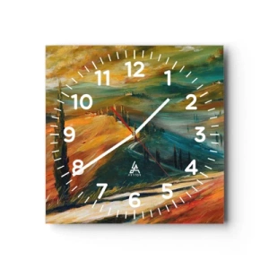 Orologio da parete - Orologio in Vetro - Paesaggio toscano - 30x30 cm
